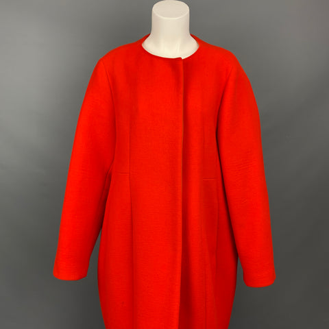 NARCISO RODRIGUEZ Taille 4 Manteau sans col en laine mélangée rouge