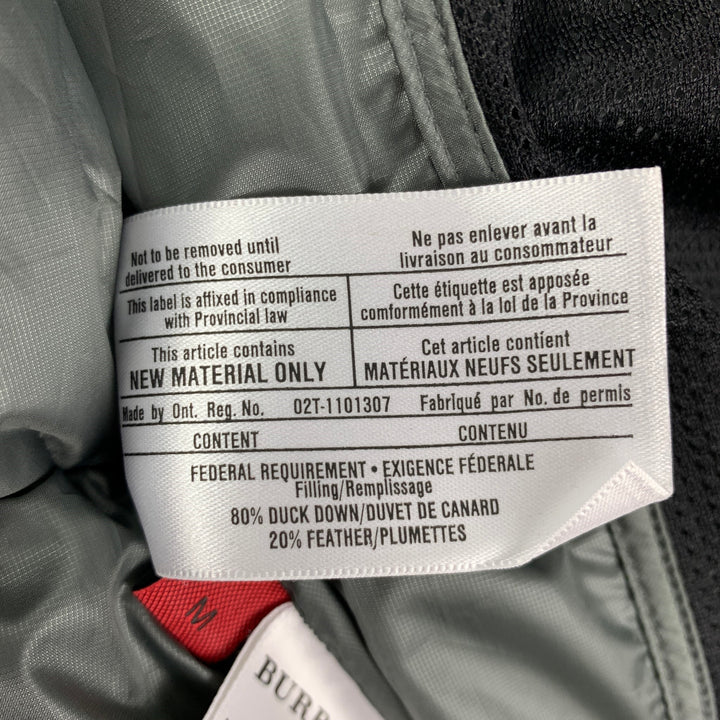 BURBERRY SPORT Size M Off White Black Contrast Trim Hooded Puffer Vest