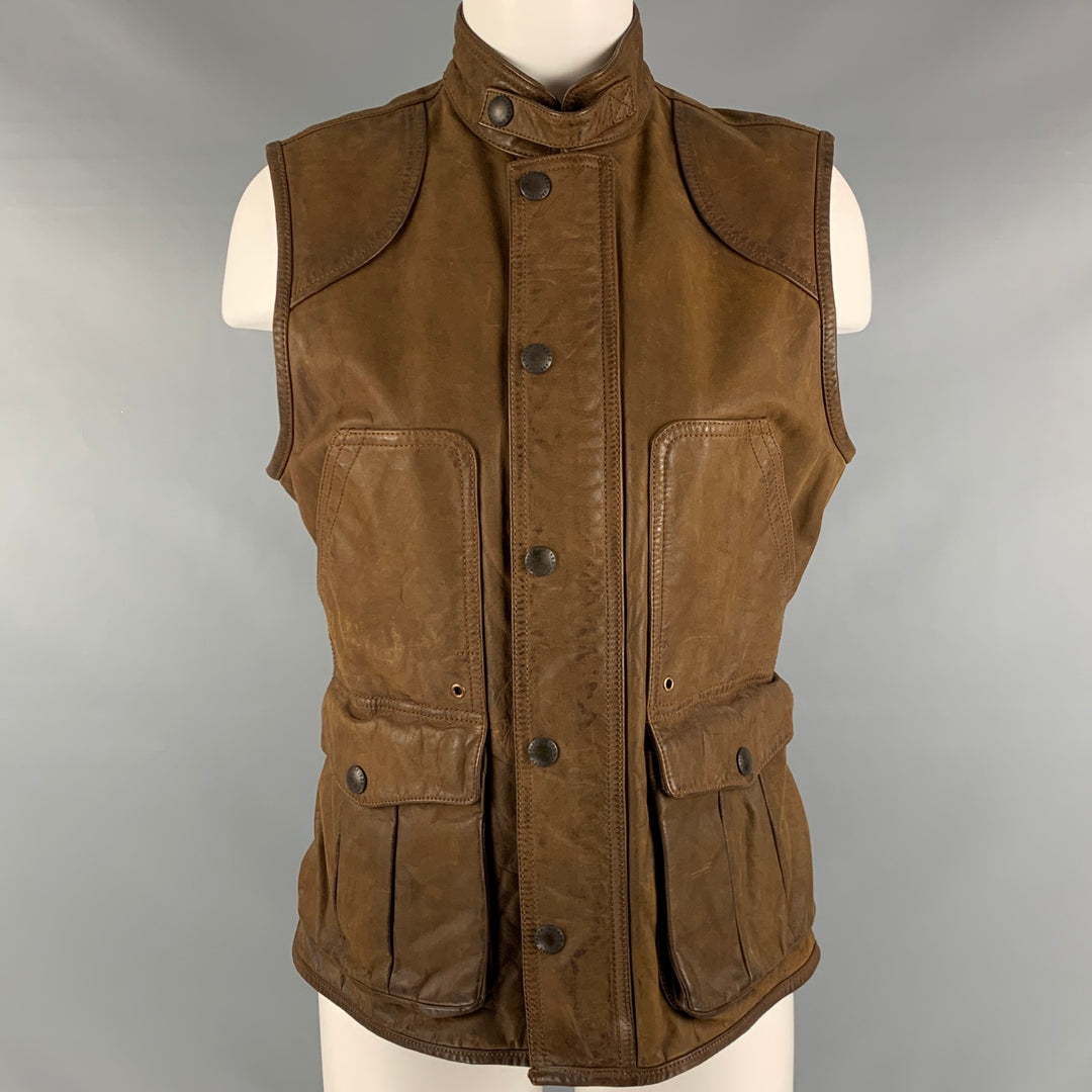 RALPH LAUREN Size M Brown Leather Vest