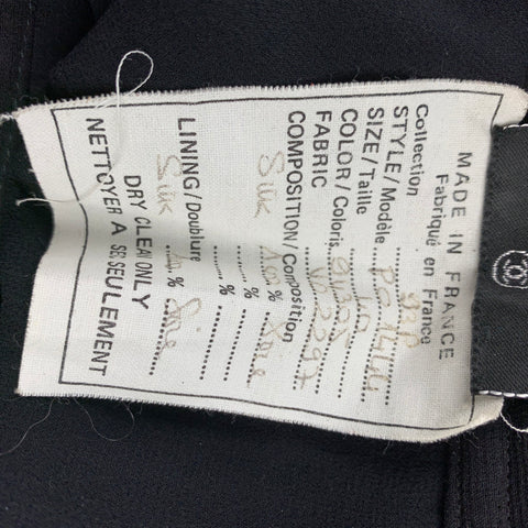CHANEL 1993 Talla 10 Pantalón de vestir plisado de pierna ancha de seda negra