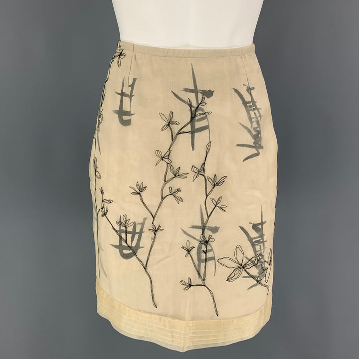 VINTAGE Size S Beige Embroidered Skirt