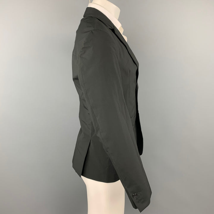 PRADA Talla 38 Abrigo deportivo de un solo pecho de poliéster / poliamida negro