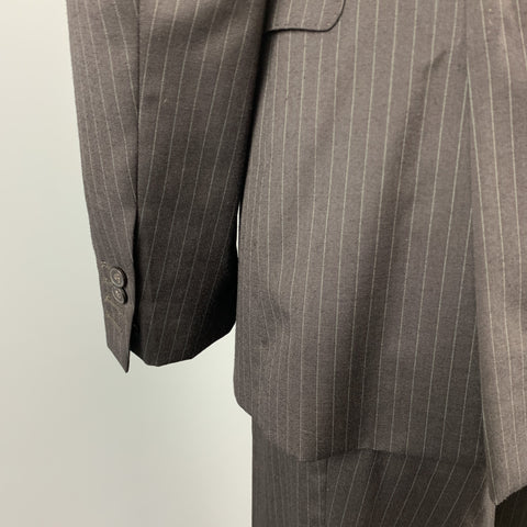 CoSTUME NATIONAL 38 Regular Black Stripe Wool Peak Lapel Suit
