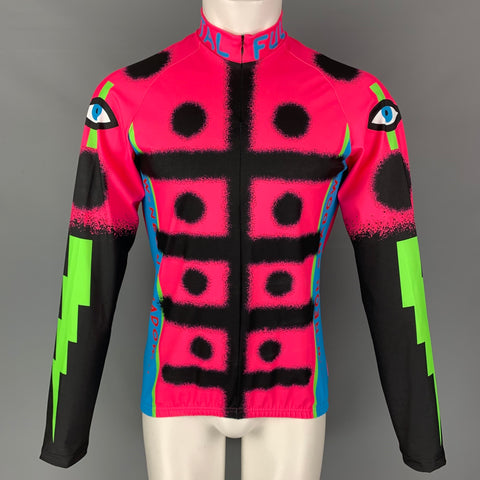 WALTER VAN BEIRENDONCK SS22 Size L Pink Graphic Nylon Jersey Bike Top