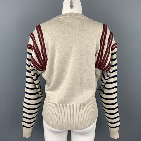 JEAN PAUL GAULTIER Size M Beige Virgin Wool Zipper Shoulder Sweater