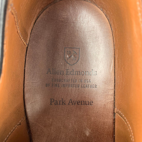 ALLEN EDMONDS Park Avenue Size 11.5 Black Leather Cap Toe Lace Up Shoes