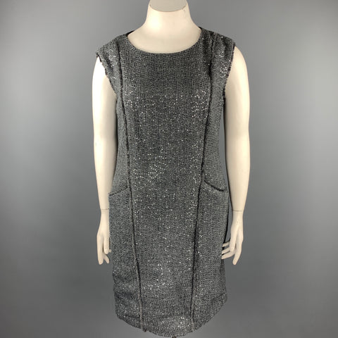 MICHAEL by MICHAEL KORS Taille 14 Robe droite en mélange de polyester à paillettes et boucle grise