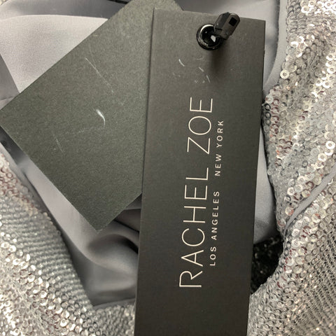 RACHEL ZOE Size 6 Silver Rayon Sequined Off-Shoulder Dress Top