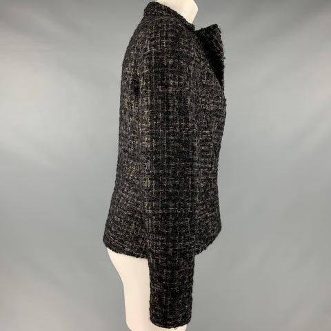 BRIONI Taille L Veste Tweed Snaps Noir Gris