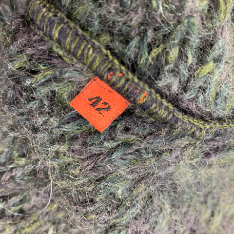 MISSONI Size 6 Charcoal & Green Knitted Wool / Mohair Open Front Coat