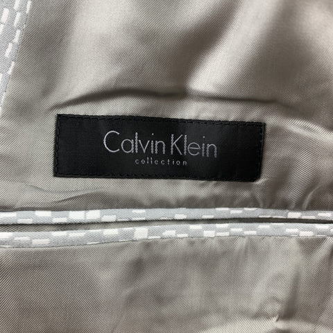 CALVIN KLEIN COLLECTION Size 36 Grey & White Woven Notch Lapel Sport Coat