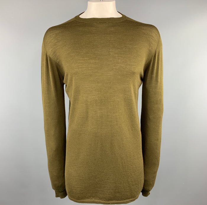 RICK OWENS SISYPHUS F/W 18 Size M Olive Solid Lana wool Crew-Neck Pullover Sweater