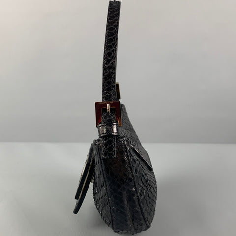 FENDI Mini bolso Zucca de noche con piel de serpiente negra