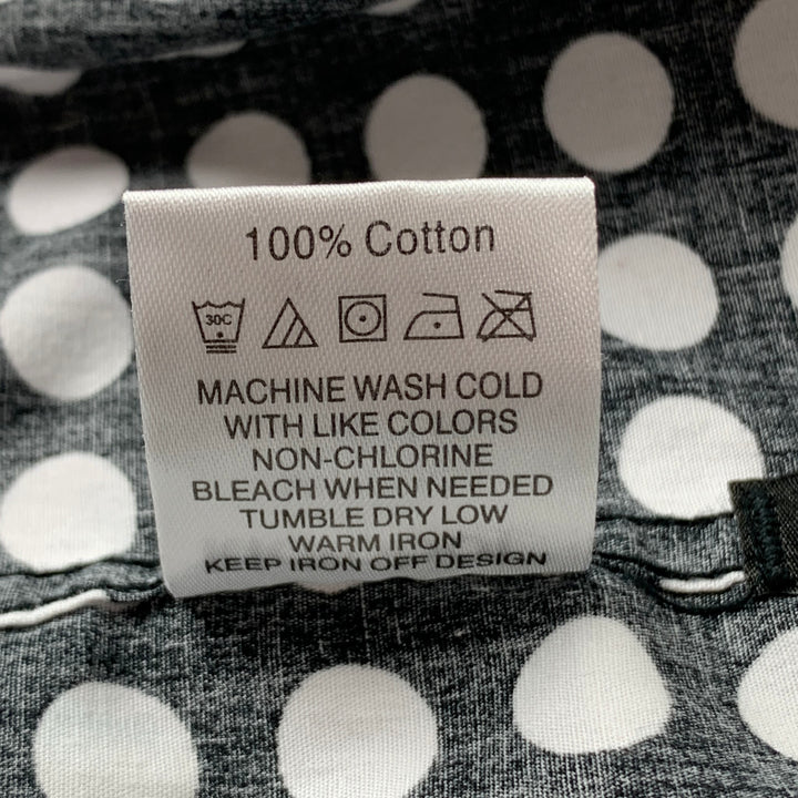 KIDROBOT Size L Black & White Polka Dot Cotton Button Down Long Sleeve Shirt