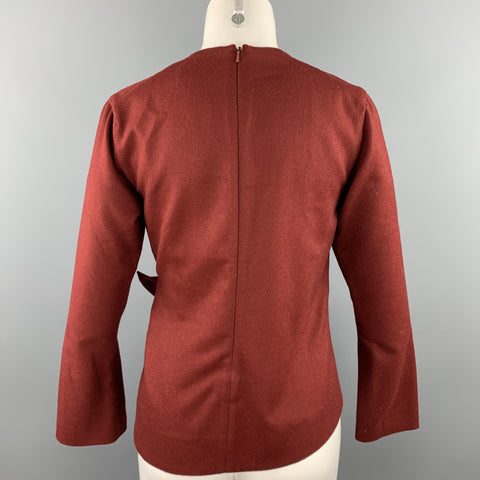 EUDON CHOI Size 4 Burgundy Virgin Wool Tie Pullover