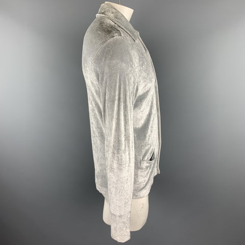 DANIELE ALESSANDRINI Taille L Veste Viscose / Nylon Shimmery Argent