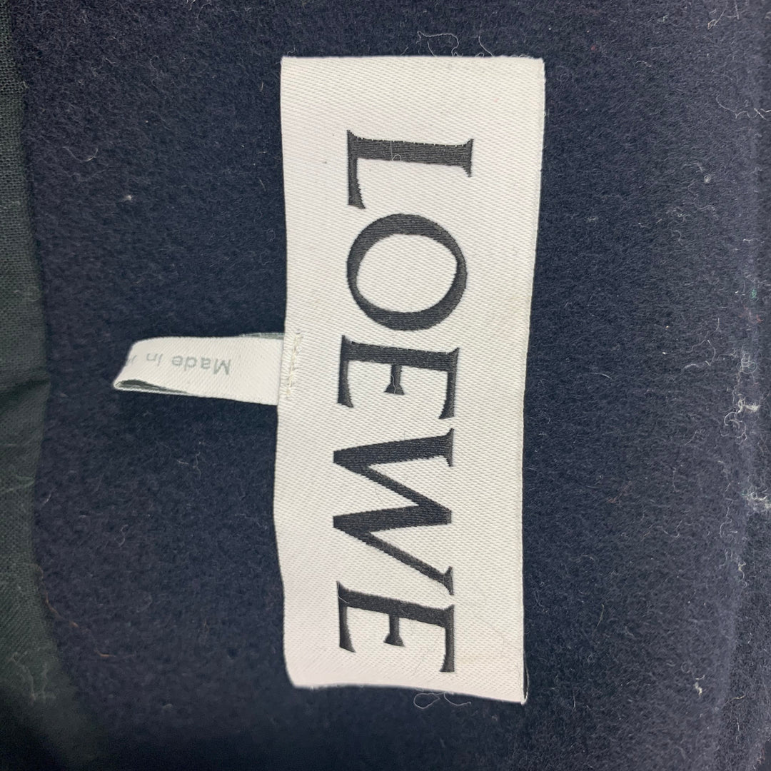 LOEWE Size 38 Navy Black Two Toned Wool Cashmere Asymmetrical Coat