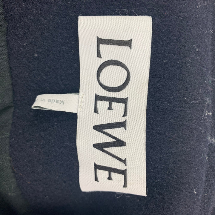 LOEWE Size 38 Navy Black Two Toned Wool Cashmere Asymmetrical Coat