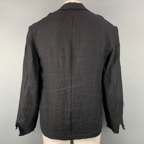 AGANOVICH Chaqueta con botones de lino tejido negro talla XL