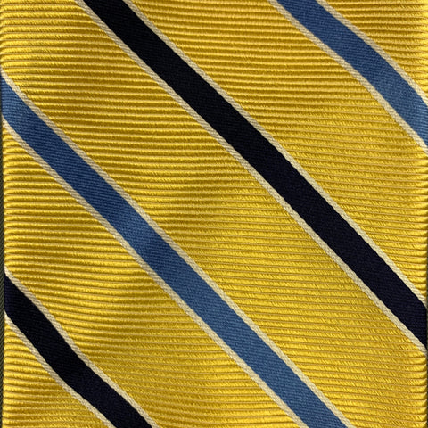 BROOKS BROTHERS Yellow & Blue Diagonal Stripe Silk Tie