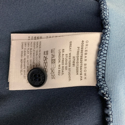 ORLEBAR BROWN Size XXL Navy Blue Textured Terry Camp Short Sleeve Shirt