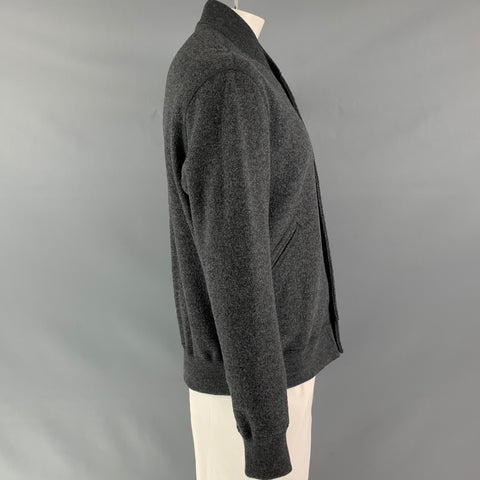 BUCK MASON Merino Wool Grey Chest Size L Solid Varsity Jacket