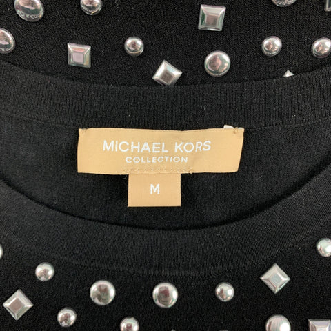 MICHAEL KORS COLLECTION Taille M Haut de robe clouté en mélange de viscose noire