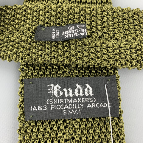 BUDD Olive Green Silk Textured Knit Tie