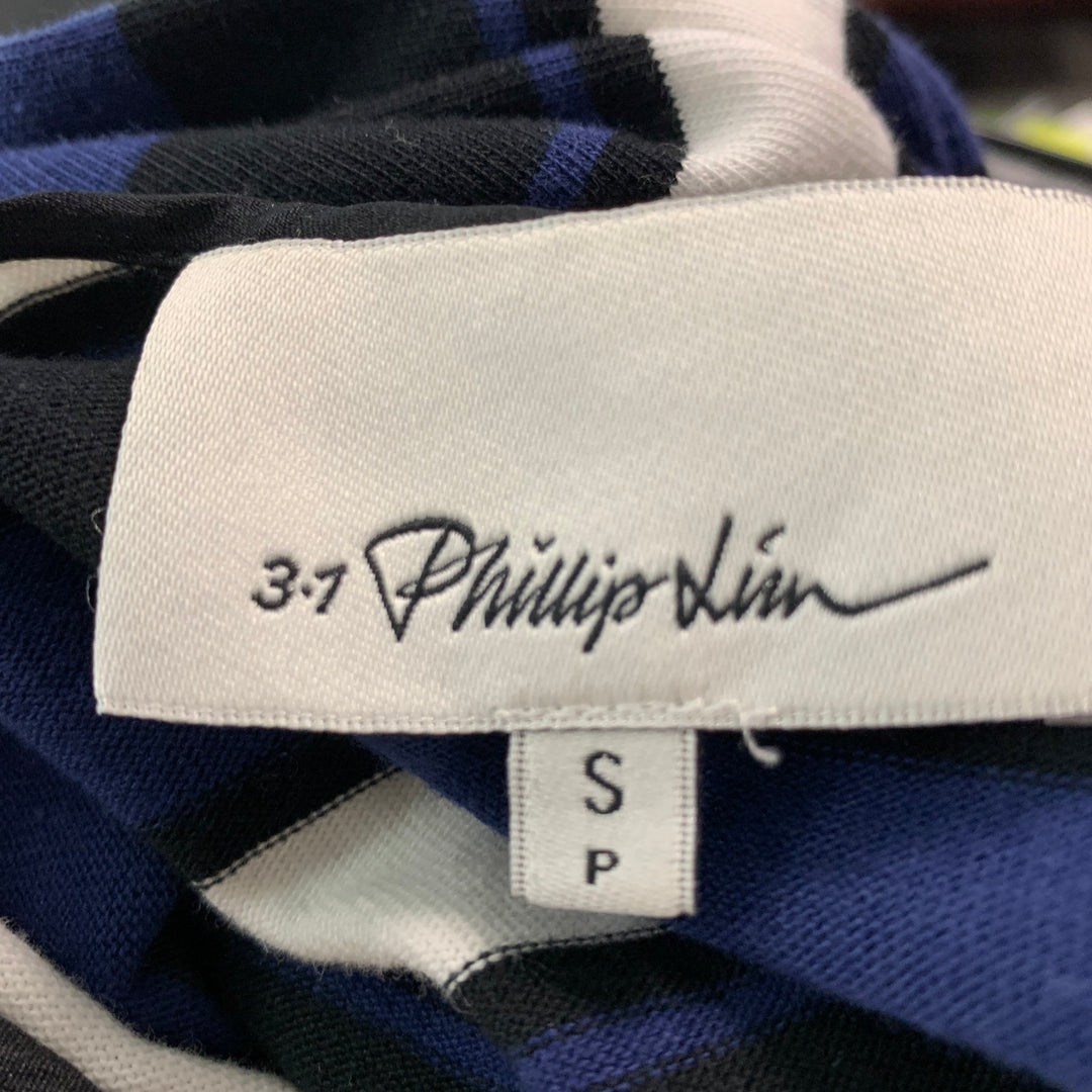 3.1 PHILLIP LIM Size S Navy Black Cotton Blend Stripe T-Shirt