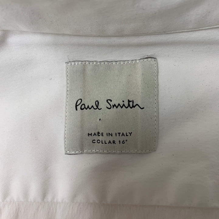 PAUL SMITH Size M Solid Cotton Club Collar White Long Sleeve Shirt