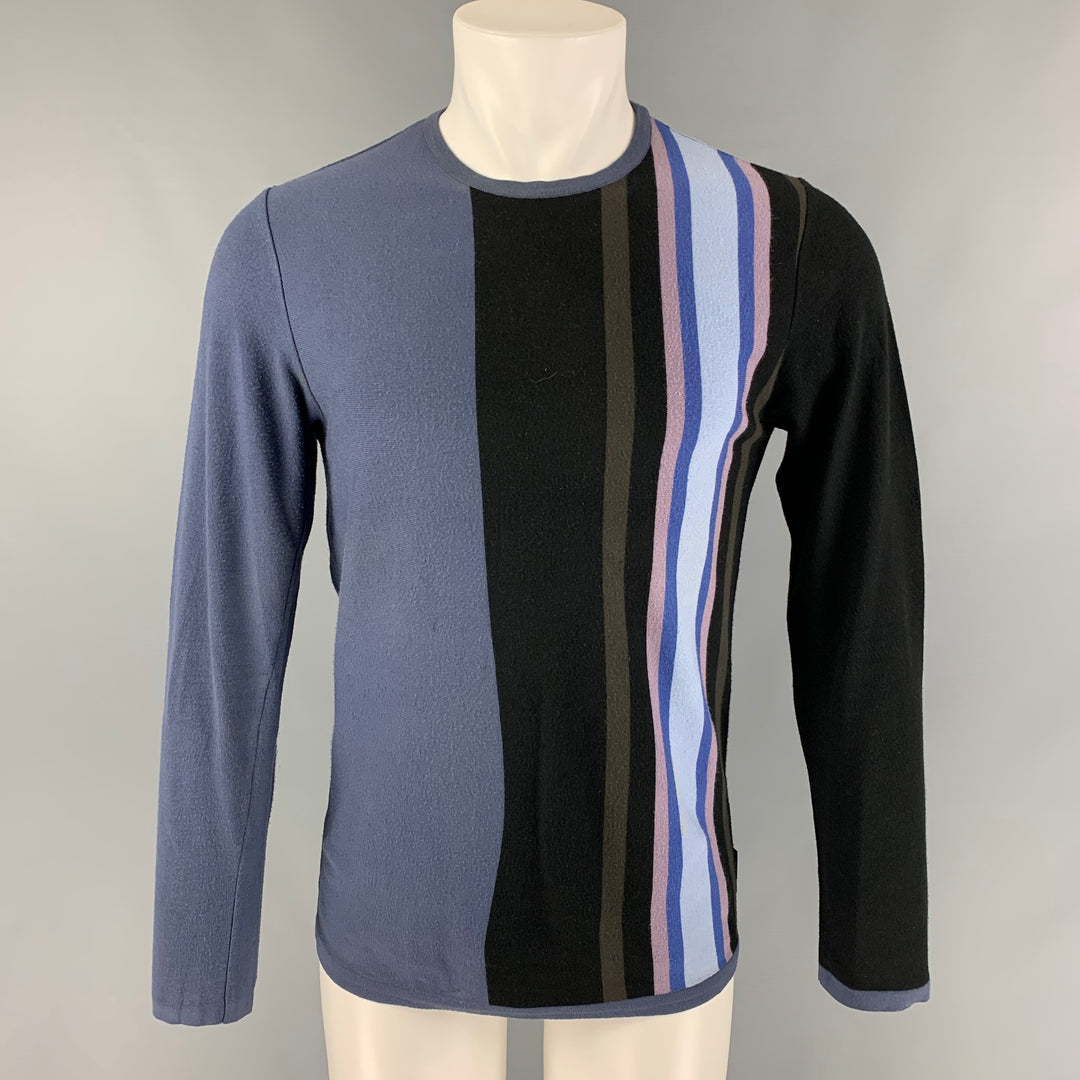 VERSACE JEANS COUTURE Size XXL Blue Black Stripe Viscose Blend Pullover