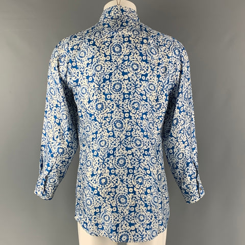 MICHAEL KORS Size M Blue White Abstrack floral Long Sleeve Shirt