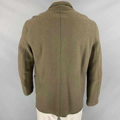 BUCK MASON Size L Olive Merino Wool Solid Jacket
