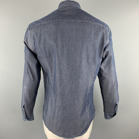 ARMANI COLLEZIONI Size XL Navy Cotton Button Up Long Sleeve Shirt