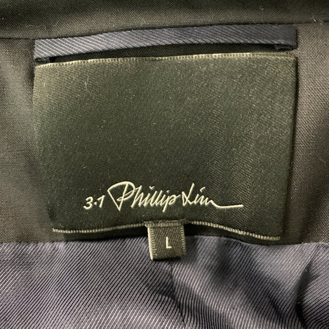 3.1 PHILLIP LIM Taille L Blouson Bomber Matières Mixtes Noir Argenté