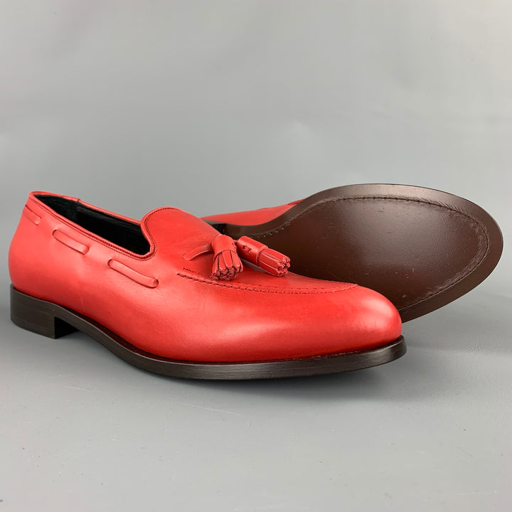 PAUL SMITH Size 10 Red Leather Tassels Loafers