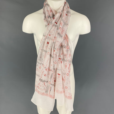 Écharpe en coton imprimé Yoga rouge blanc VINTAGE