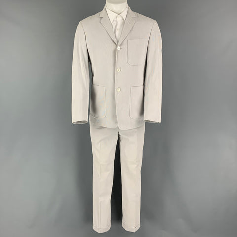 BLACK FLEECE Size 38 Grey White Stripe Cotton Notch Lapel 31 Suit