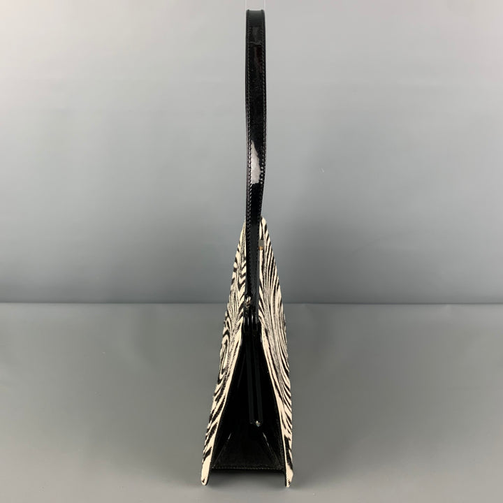 LAMBERTSON TRUEX Black White Zebra Pony Hair Top Handles Handbag