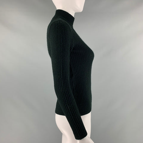 COURREGES Size XS Black Acrylic Ribbed Mock Neck Casual Top
