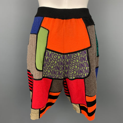 MOSCHINO COUTURE Taille 6 Short taille haute en laine vierge multicolore