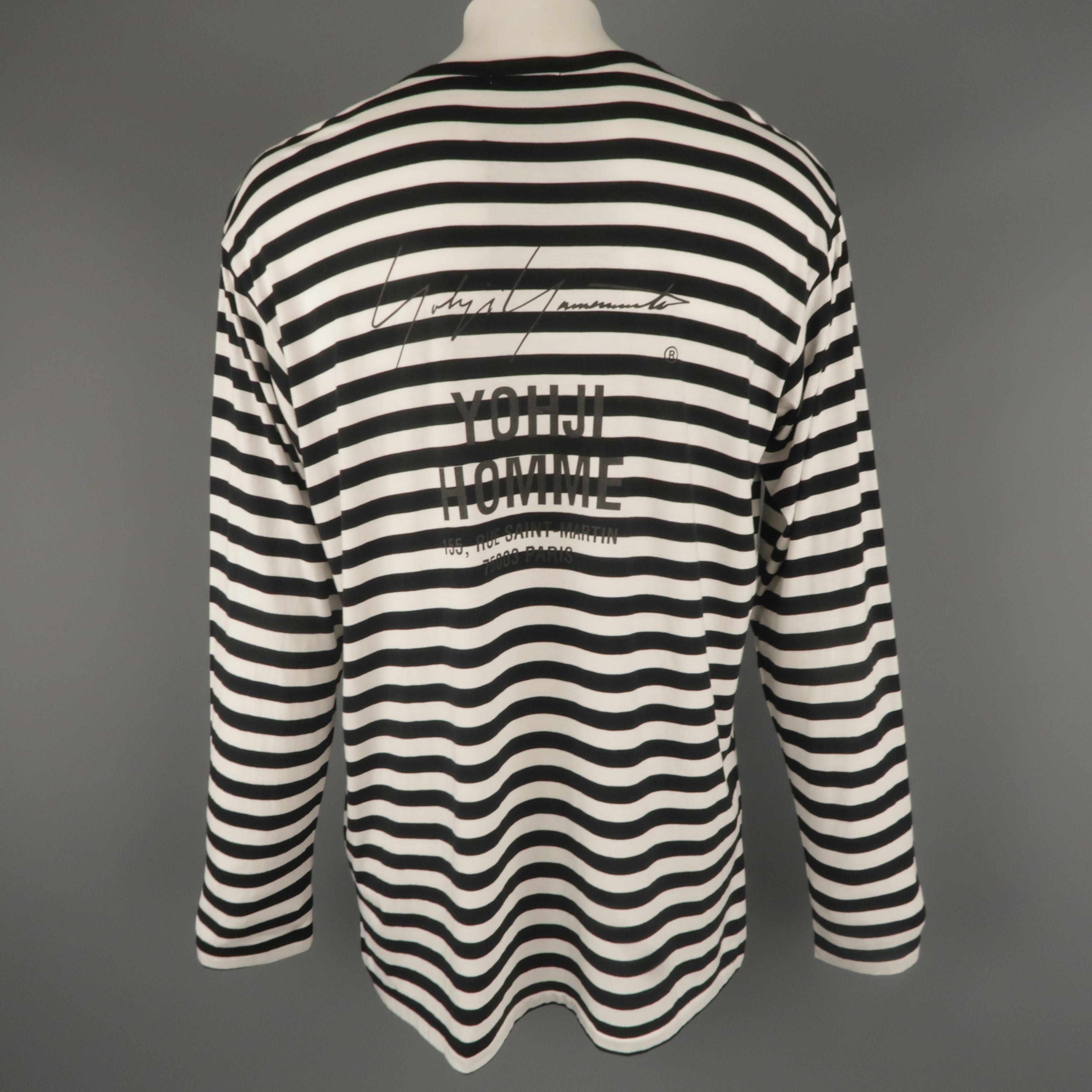 YOHJI YAMAMOTO Size L Black & White Stripe YOHJI HOMME Long