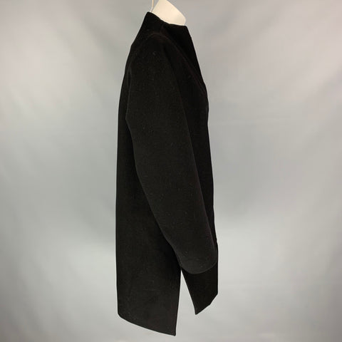 ILARIA NISTRI Size 4 Black Wool Blend Collarless Coat