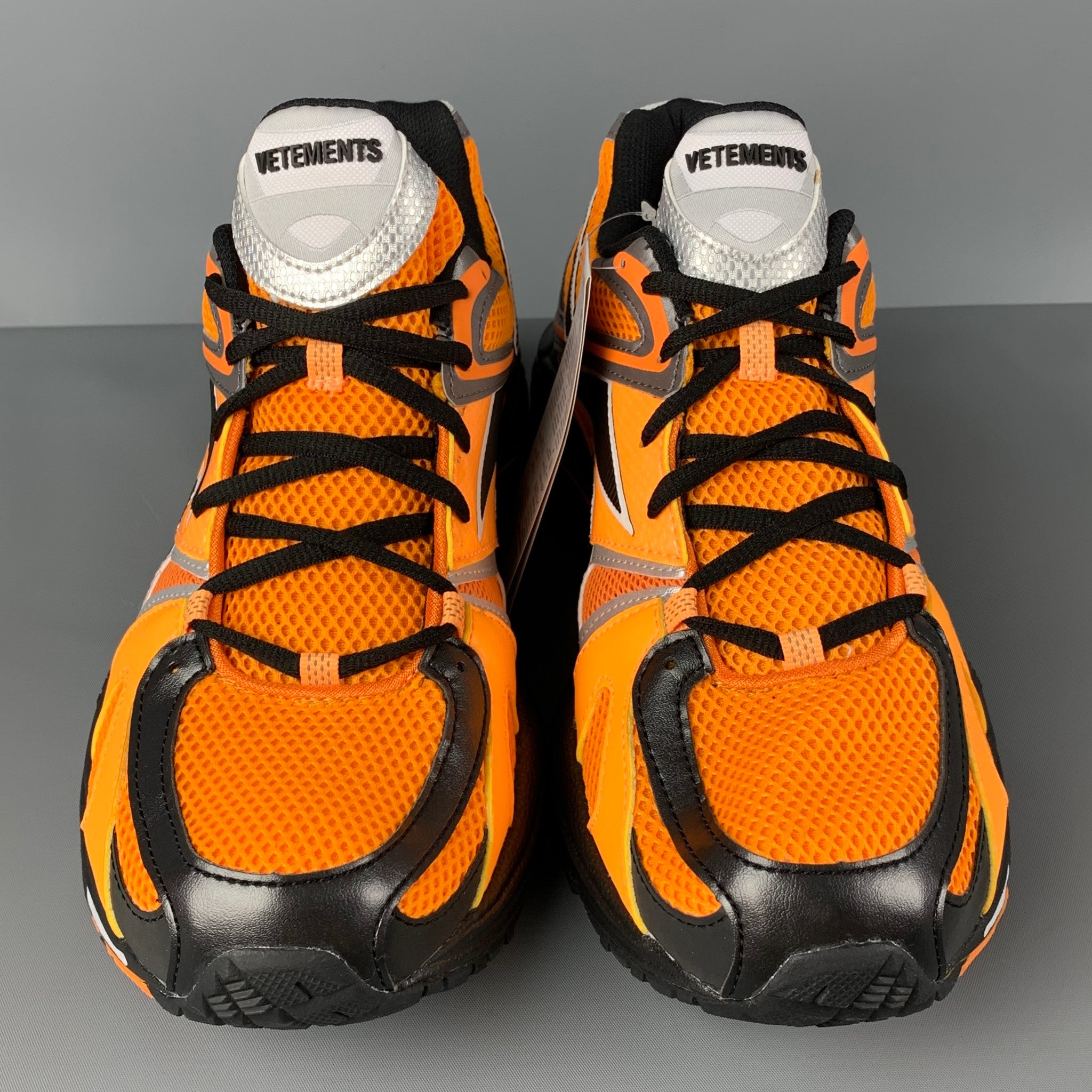 VETEMENTS Size 9 Orange Black Color Block Nylon Spike Runner