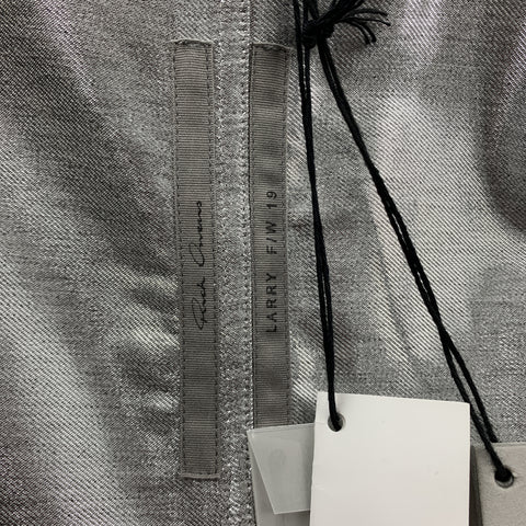 RICK OWENS FW19 Size 8 Silver Viscose Blend Hidden Buttons Asymmetrical Long Sleeves Shirt
