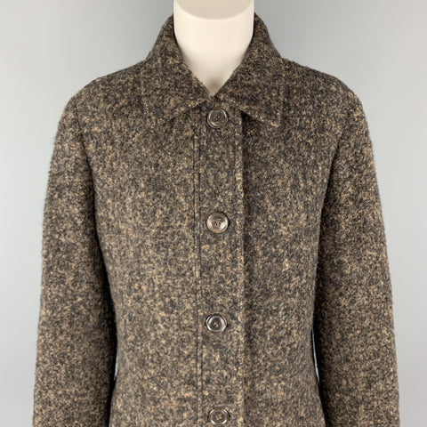 LUCIANO BARBERA Size 10 Brown & Black Marbled Alpaca Blend Coat