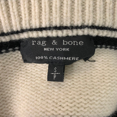 RAG & BONE Size S Black & White Stripe Cashmere Crew-Neck Sweater