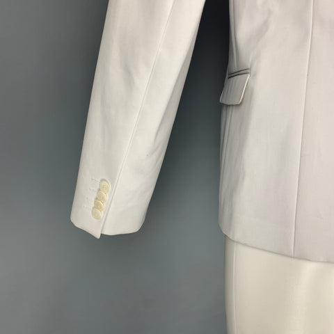 CALVIN KLEIN COLLECTION Size 40 Off White Cotton Notch Lapel Suit