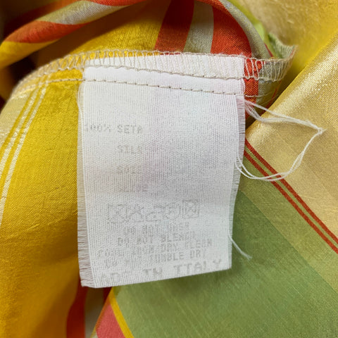 ETRO Size 50 Yellow Green Stripe Silk Tunic Long Sleeve Shirt