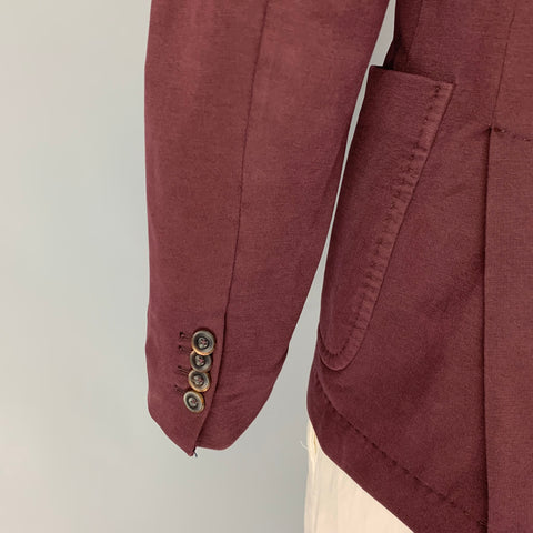 CIRCOLO Size 42 Eggplant Cotton Notch Lapel Sport Coat